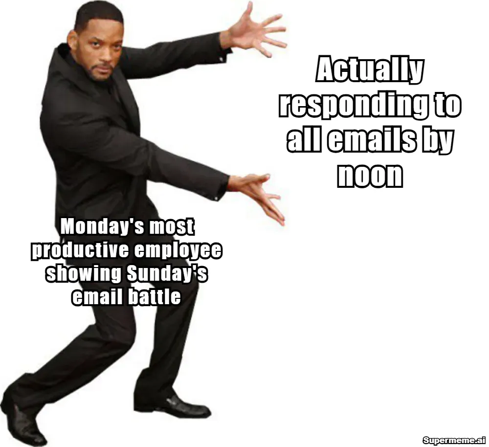 Sunday Work meme: The Sunday email battle nobody sees behind Monday’s “most productive employee.”